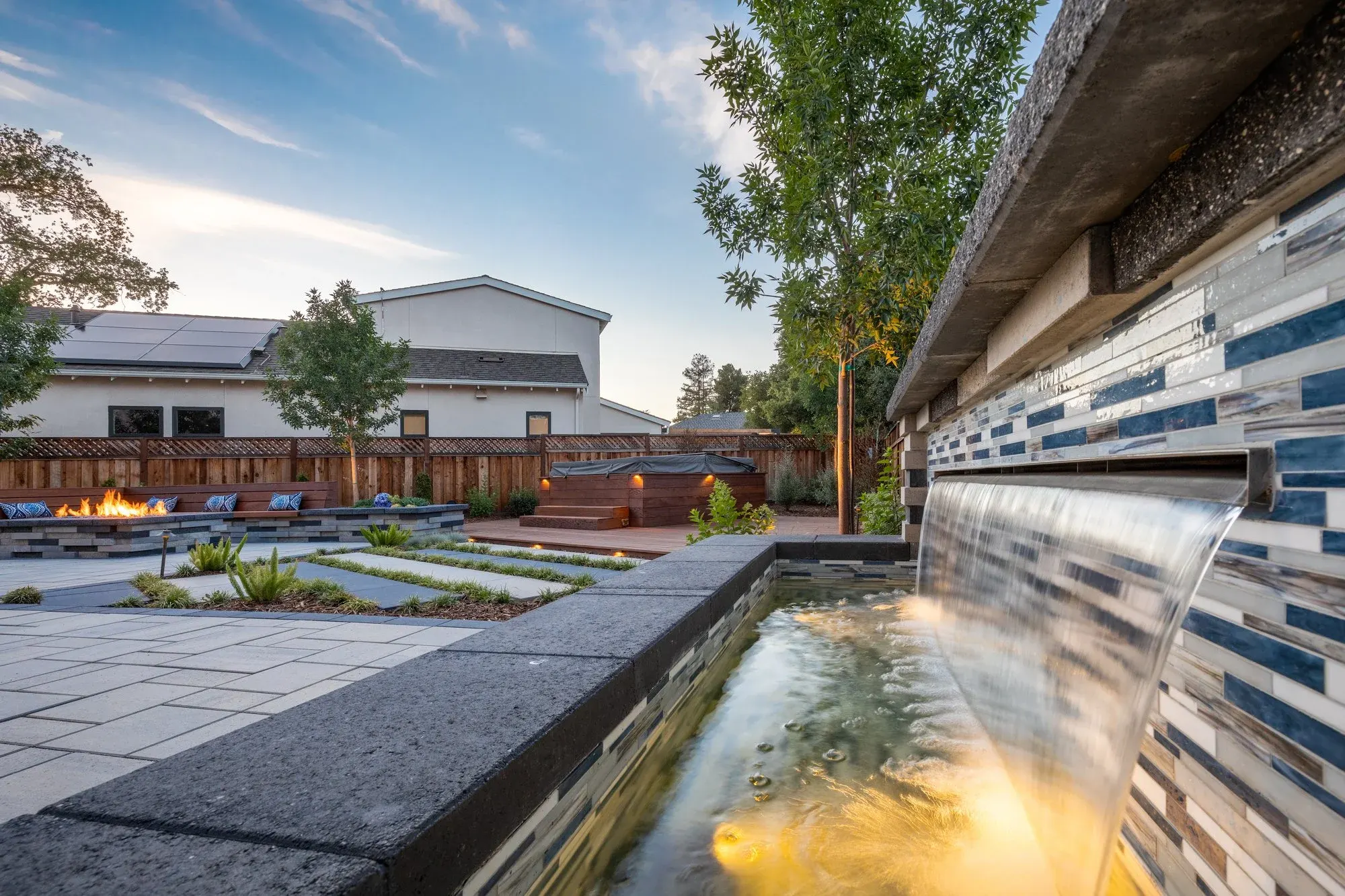 Tiled water feature wall